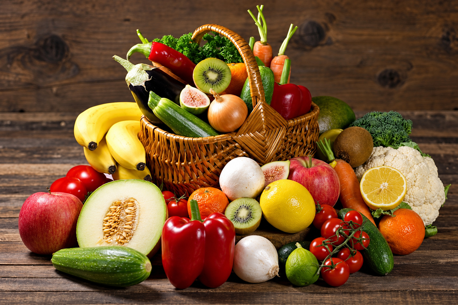 Panier généreux de fruits et légumes